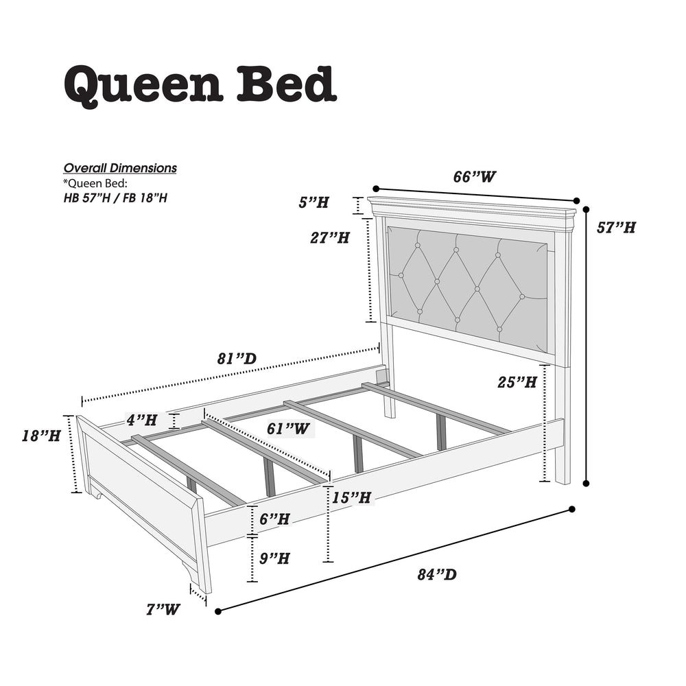 English Elm Dark Gray Tufted Headboard Queen Bed with LED Lights, Faux Leather Diamond Button Design, Elegant Retreat B011S01197