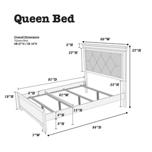 English Elm White Faux Leather Tufted Headboard Queen Bed with LED Lighting, Diamond Tuft Buttons, Luxurious Chic Retreat B011S01685
