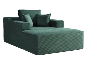 English Elm Convertible Chaise Lounge Striped Corduroy Foam Sleeper Chair for Living Room Dark Green B2735P383859