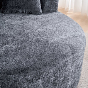 English Elm Round Swivel Barrel Chair Plush Chenille Upholstery Cozy Accent Seat for Any Room Grey W2915P338891