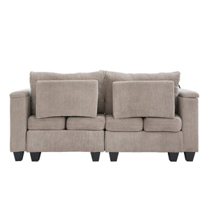 English Elm Convertible Chaise Lounge 63" Loveseat Sofa Bed With Usb Ports, Cup Holders & Storage For Small Spaces N719S002020D