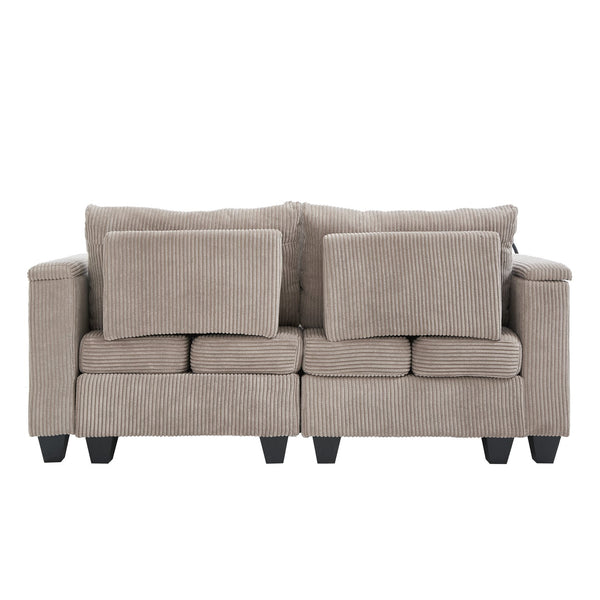 English Elm Convertible Chaise Lounge 63" Loveseat Sofa Bed With Usb Ports, Cup Holders & Storage For Small Spaces N719S002020D