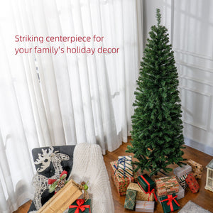 English Elm Homcom 6Ft Slim Douglas Fir Christmas Tree - Realistic, Unlit Artificial Tree For Small Spaces & Décor W2225P249650