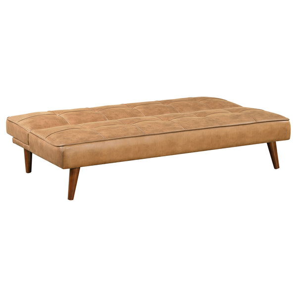 English Elm Ralston Upholstered Convertible Sofa Bed with Retro Angled Wood Legs, Leatherette Comfort & Springs Brown B062P353264