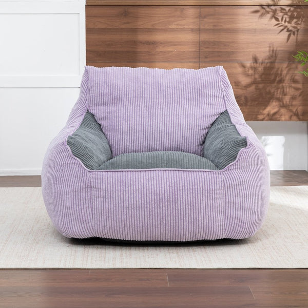English Elm Giant Corduroy Bean Bag Sofa with Armrests Foam Filled Cozy Adult Lounge Chair Gray,Purple W2200P442803