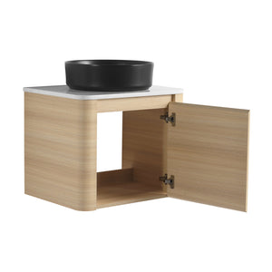 English Elm 24'' Wall-Mounted Bathroom Vanity With Stylish Ceramic Sink, Soft-Close Door & Durable Plywood Design W999S00458