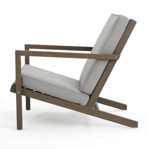 English Elm Christopher Knight Home® - LEAH Acacia 3-Piece Outdoor Chat Set with Water-Resistant Cushions and Slat Paneled Tabletop Beige 40 L x 25.75 W x 18.75 H 60915.00GRY