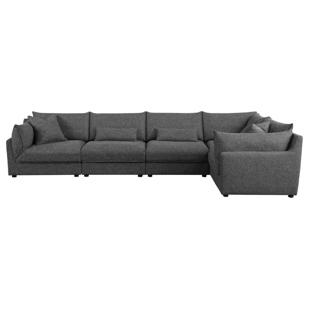 English Elm Tomasina Black 5-Piece Modular Sectional Sofa - Stylish, Comfortable Design For Modern Living Spaces B062S01132-GIGA