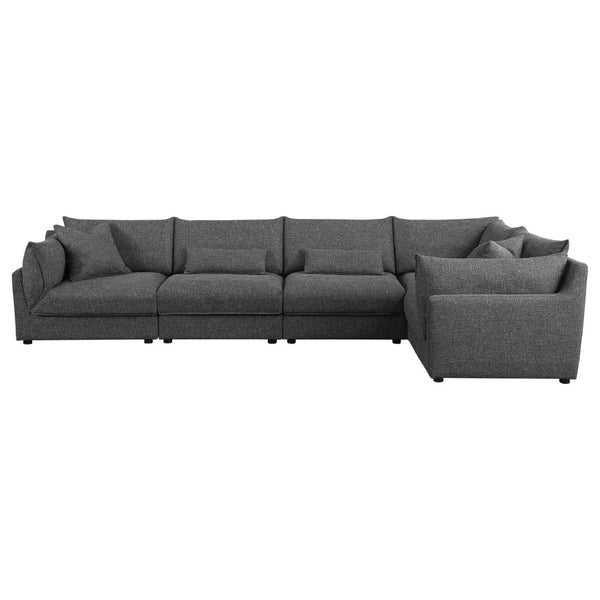 English Elm Tomasina Black 5-Piece Modular Sectional Sofa - Stylish, Comfortable Design For Modern Living Spaces B062S01132-GIGA