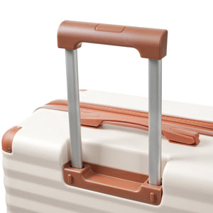English Elm Luggage 5 Piece Abs Hardshell Travel Set with Usb Port Spinner Wheels and Tsa Lock Brown+White N732P265290K