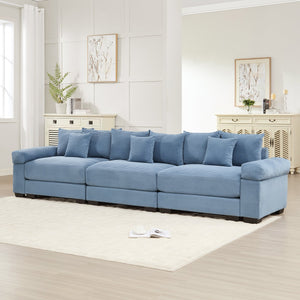 English Elm 130" Oversized Cloud Modular Sectional Couch - Premium Corduroy 3-Seater With Ergonomic Design & Comfort W714S01350