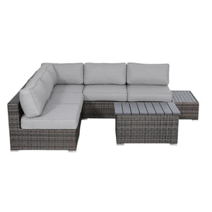 English Elm Fully Assembled 4-Person Wicker Patio Lounge Set With Cushions - Weather-Resistant & Modular Design! B120S00265