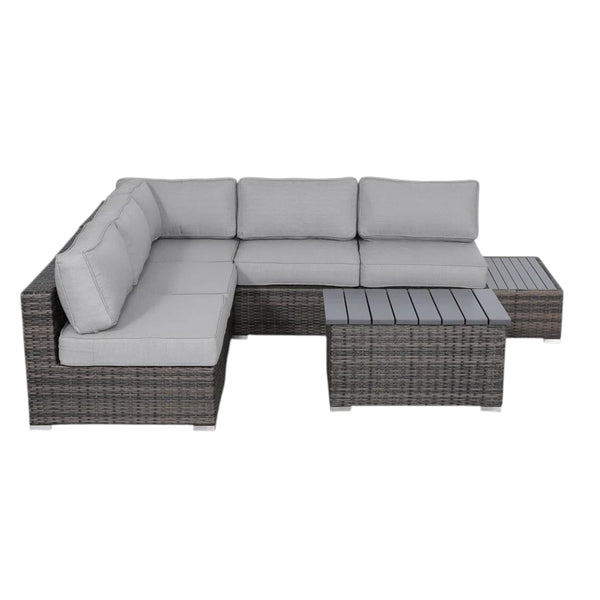 English Elm Fully Assembled 4-Person Wicker Patio Lounge Set With Cushions - Weather-Resistant & Modular Design! B120S00265