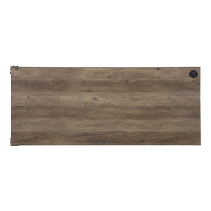 English Elm L-Shape Writing Desk with Cabinet and Sliding Barn Doors, Industrial Metal Accents, Compact Workspace Black,Oak,Rustic B016S00014