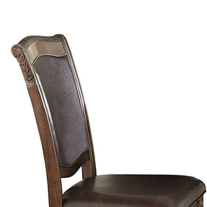 English Elm Wood Frame Carved Camelback Dining Chairs Traditional Leatherette Set for Formal Rooms B056P412646
