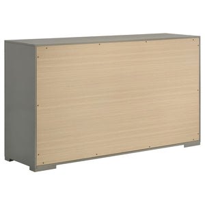 English Elm Pierce Six Drawer Diamond Embossed Dresser with Sleek High Sheen Finish for Modern Bedrooms Grey B062P447670