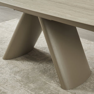 English Elm 1+6 Sintered Stone Extendable Dining Table Seats Six with Steel Base Modern W5630S00008