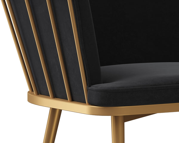 Sunpan Caily Dining Armchair - Modern Elegance with Gold Stainless Steel Frame for Stylish Dining Spaces Abbington Black