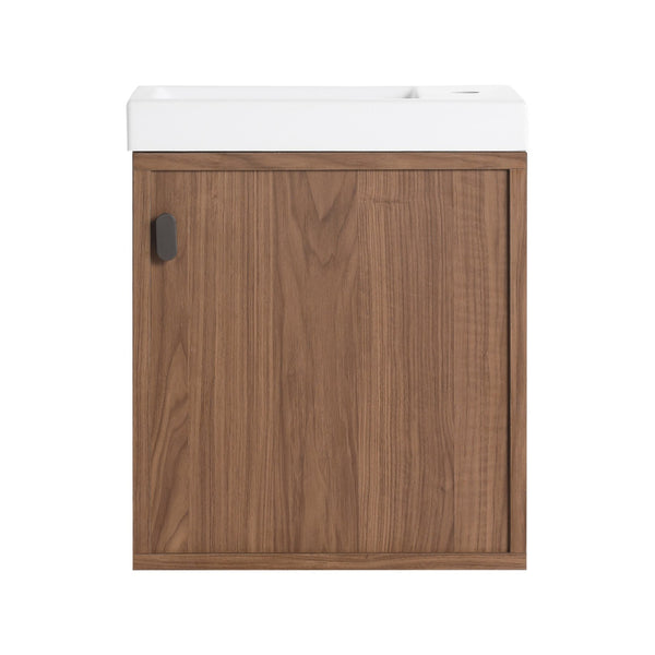 English Elm 18.5" Wall-Mounted Bathroom Vanity With Resin Sink, Soft-Close Door & Stylish Natural Walnut Finish W1972P362141