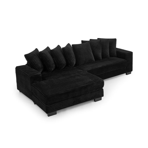 English Elm Corduroy Tufted L-Shaped Sleeper Sectional Sofa - Versatile Modular Design For Modern Living Spaces W487S00343