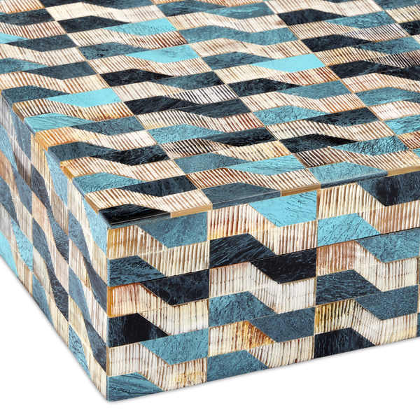 Ezra Decorative Box Set of 2 - Artisan Crafted Bone & Horn with Linen-Lined Interiors, Unique Style