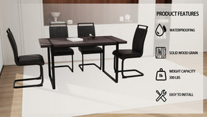 English Elm 59" Rustic Industrial Dining Table Set With 3 Pu Armless Chairs For Modern Farmhouse Style Decor W2189S00159