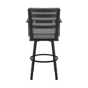 English Elm Wessan 26" Outdoor Patio Swivel Counter Stool – 360° Aluminum Frame, Weather-Resistant Upholstery Gray B2736P268522