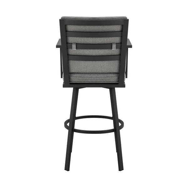 English Elm Wessan 26" Outdoor Patio Swivel Counter Stool – 360° Aluminum Frame, Weather-Resistant Upholstery Gray B2736P268522