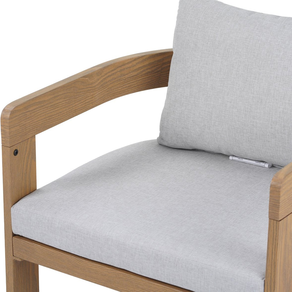 English Elm Christopher Knight Home® - Elko Teak-Finish Aluminum Dining Chairs Set of 2 with Light Gray Cushions, Weather-Resistant Comfort N775P210128T