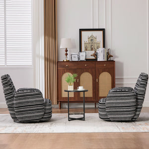 English Elm Modern Boucle 360° Swivel Leisure Chair with High‑Resilience Sponge, Supportive Curve, 550lb Capacity Black W395P355515