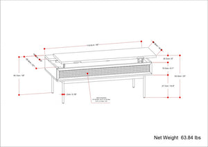 English Elm Reeves Lift Top Coffee Table in Natural Mango Wood with Raffia, Iron Base, Storage & Split Lift Top B136P203457