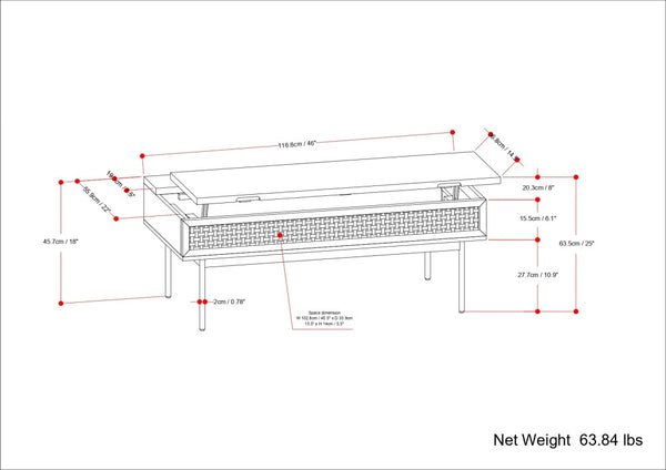 English Elm Reeves Lift Top Coffee Table in Natural Mango Wood with Raffia, Iron Base, Storage & Split Lift Top B136P203457