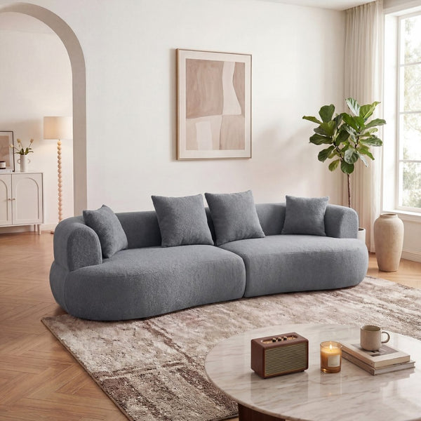 English Elm Modern Arc Sectional Sofa with Boneless Foam Deep Seats for Open Concept Living Rooms Grey W3728S00012