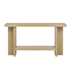 English Elm U_Style 60'' Minimalist Console Table With Durable Ash Veneer, T-Shaped Legs For Modern Spaces N711P241289O-GIGA