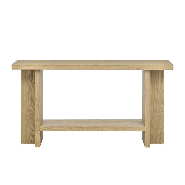 English Elm U_Style 60'' Minimalist Console Table With Durable Ash Veneer, T-Shaped Legs For Modern Spaces N711P241289O-GIGA