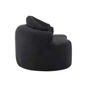 English Elm Curved Two Seat Chenille Sofa Sculptural Wave Design for Studio and Small Living Rooms Black W3612P422593