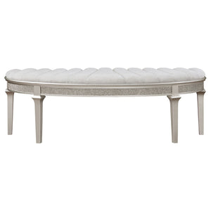 English Elm Colwood Channel Tufted Ivory Curved Bench with Tapered Legs for Bedroom Entryway B062P441145