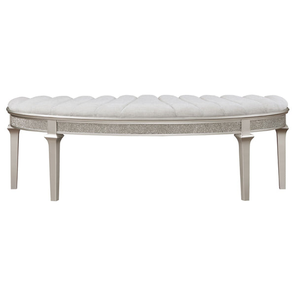 English Elm Colwood Channel Tufted Ivory Curved Bench with Tapered Legs for Bedroom Entryway B062P441145
