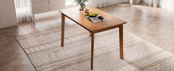 English Elm Mid-century 47" Dining Table with Durable Finish & Rubberwood Legs, Compact Space-Saving Dinette for Home N752P271218D