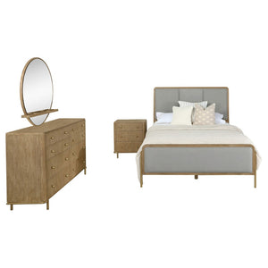 English Elm Stevie Sand Wash/Grey 4-Piece Queen Bedroom Set - Mid-Century Modern Style With Smart Storage Solutions B062S01175-GIGA