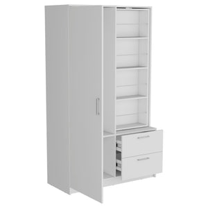 English Elm Emporia White Armoire with Dual Zone Wardrobe and Shoe Storage for Bedroom B092S00278