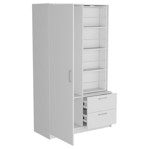 English Elm Emporia White Armoire with Dual Zone Wardrobe and Shoe Storage for Bedroom B092S00278