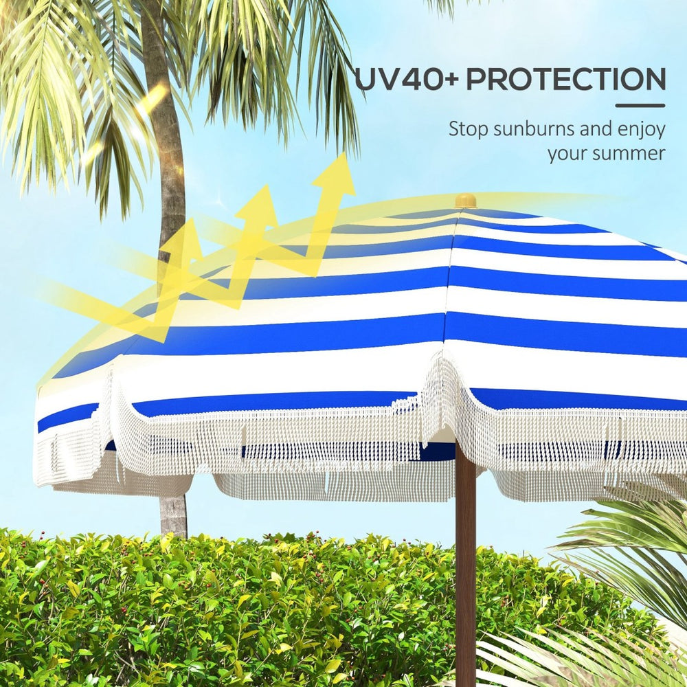 English Elm Outsunny 6.2' Portable Beach Umbrella With Uv 40+ Protection, Vented Canopy, Stylish Carry Bag W2225P174145-GIGA