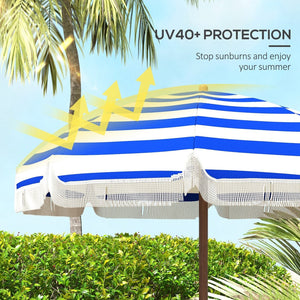 English Elm Outsunny 6.2' Portable Beach Umbrella With Uv 40+ Protection, Vented Canopy, Stylish Carry Bag W2225P174145-GIGA