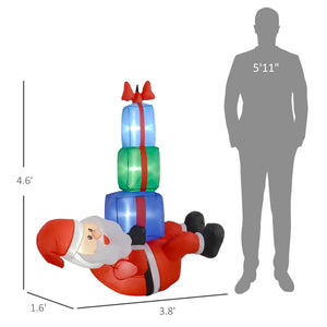 English Elm Christmas Inflatable Santa Hanging Below Gift Boxes Led Lit Outdoor Yard Display T3971P416133
