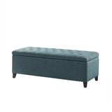 Madison Park Shandra Transitional Tufted Top Soft Close Storage Bench FUR105-0041 Blue