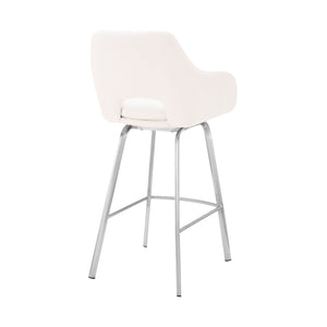 English Elm Freya 30" Swivel Bar Stool in White Faux Leather with Brushed Stainless Steel Base — Durable, Stylish Comfort B2736P268545