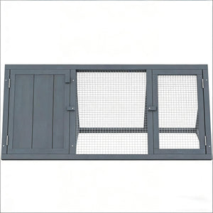 English Elm Stable Triangular Rabbit Hutch Fir Wood Frame with Wire Mesh Run for Small Animals T3971P487082