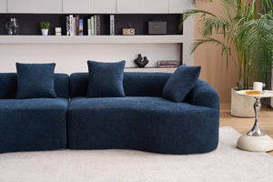 English Elm Compression Compression Sponge Sofa Curved Modular Sectional with 30D High-Density Chenille Sleeper for Cozy Apartment Living Room Comfort and Safe Rounded Design Antique Blue W2231S00019