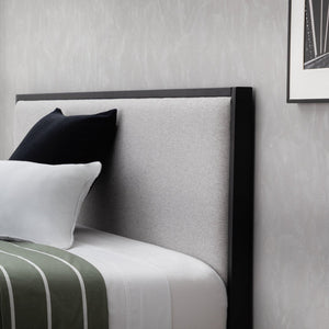 English Elm Edenbrook Metal Platform Bed with Upholstered Headboard, Gray King — 800lb Slat Support, Easy Assembly B350P394801